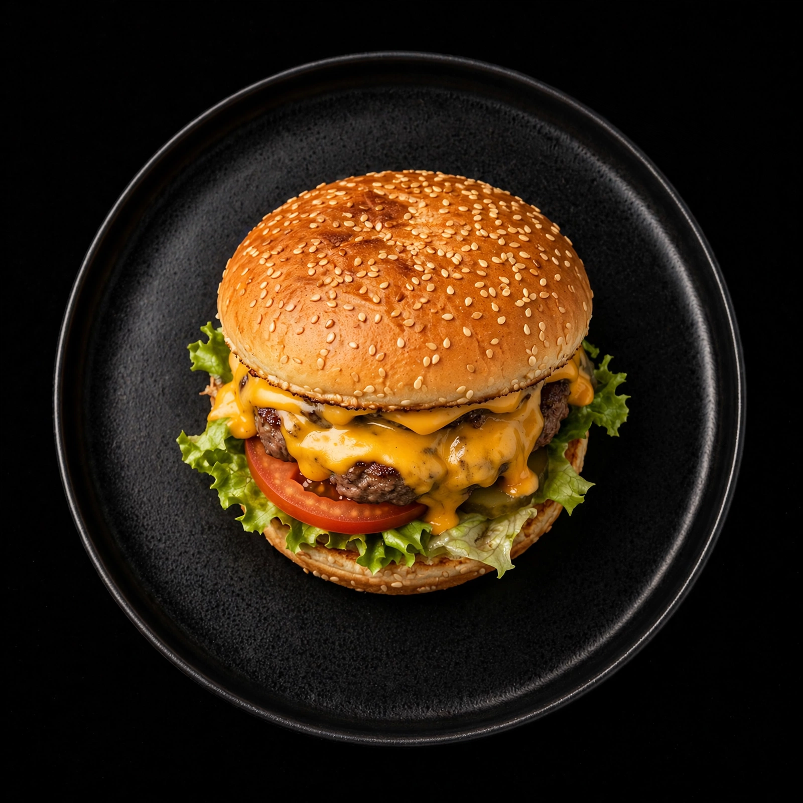 cheeseburger black plate
